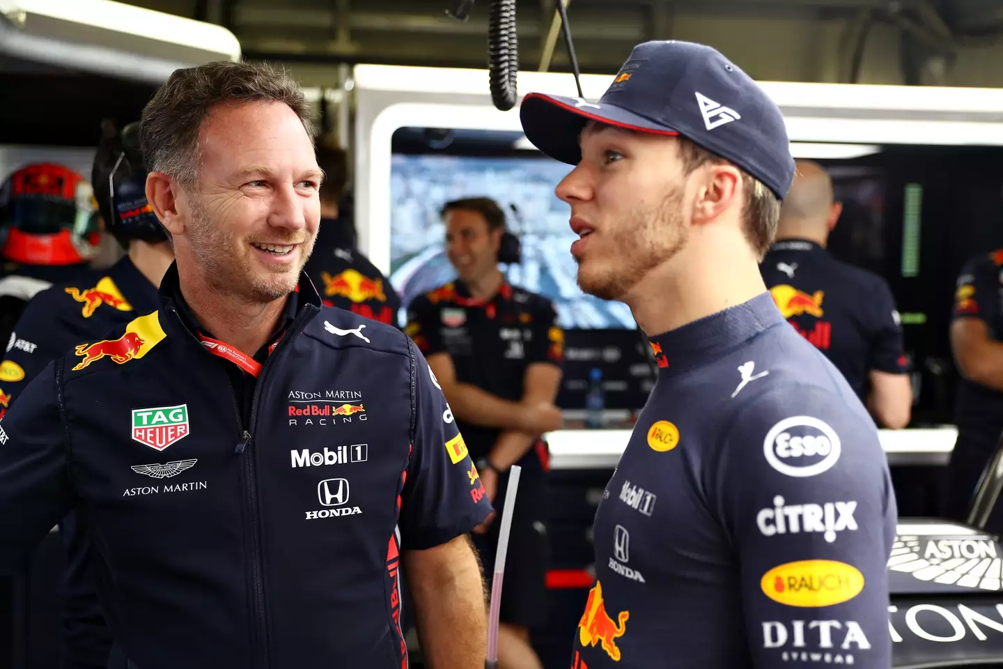 Christian Horner and Pierre Gasly at Red Bull. Image: Getty