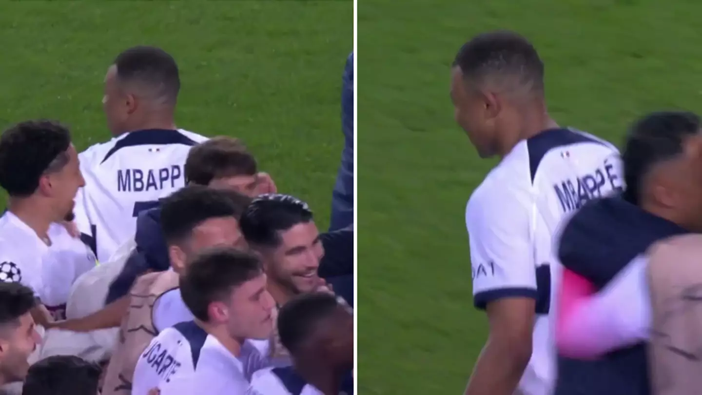 Fans spot what Kylian Mbappe did at full-time vs Barcelona during team celebrations