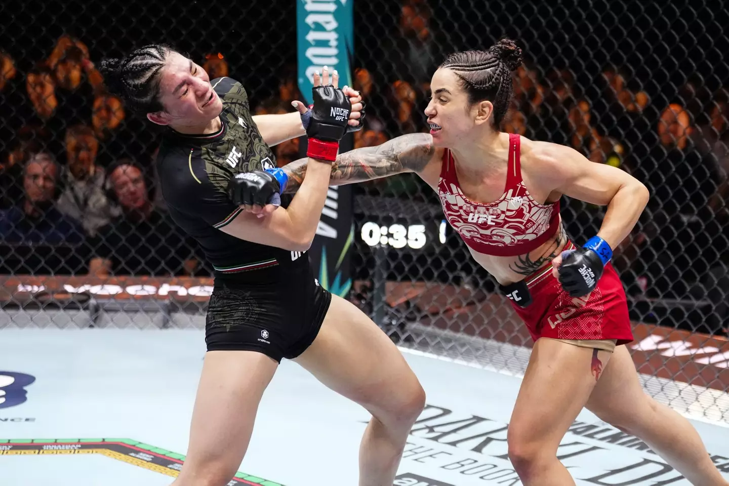 Irene Aldana and Norma Dumont at UFC Noche. (