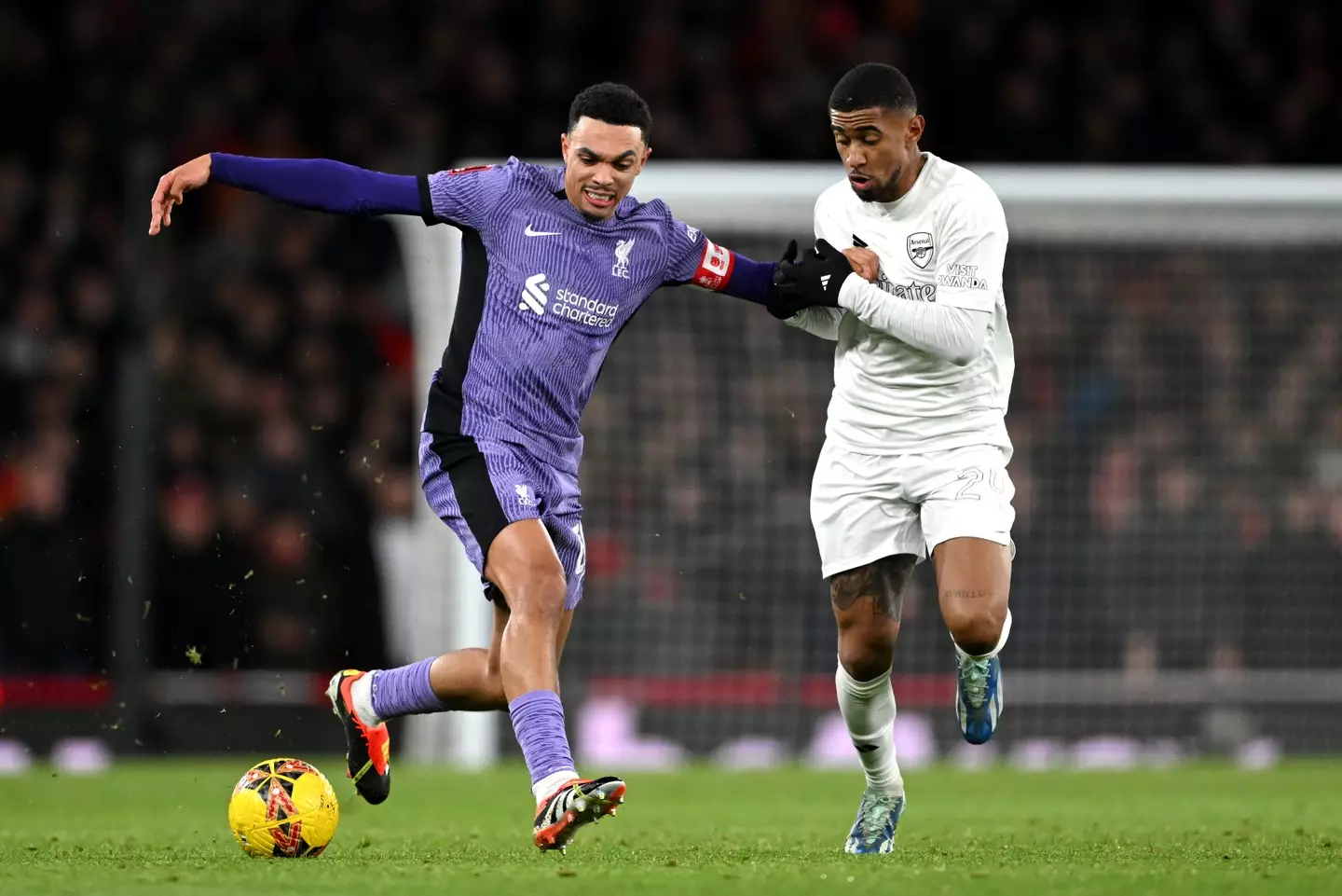 Trent Alexander-Arnold in action against Arsenal. Image: Getty 