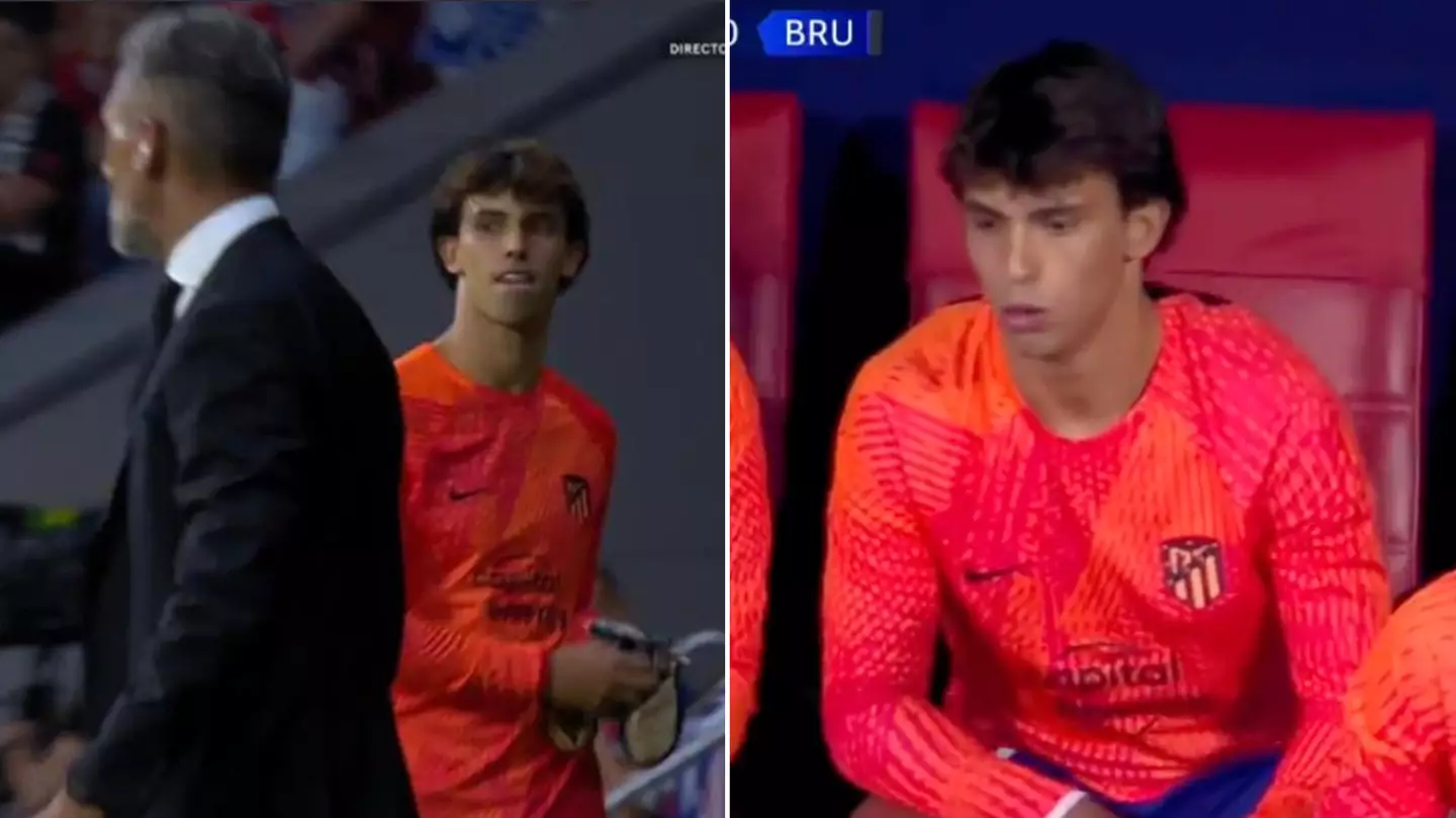 Atletico Madrid fans spot Joao Felix's furious reaction to being left on the bench against Club Brugge