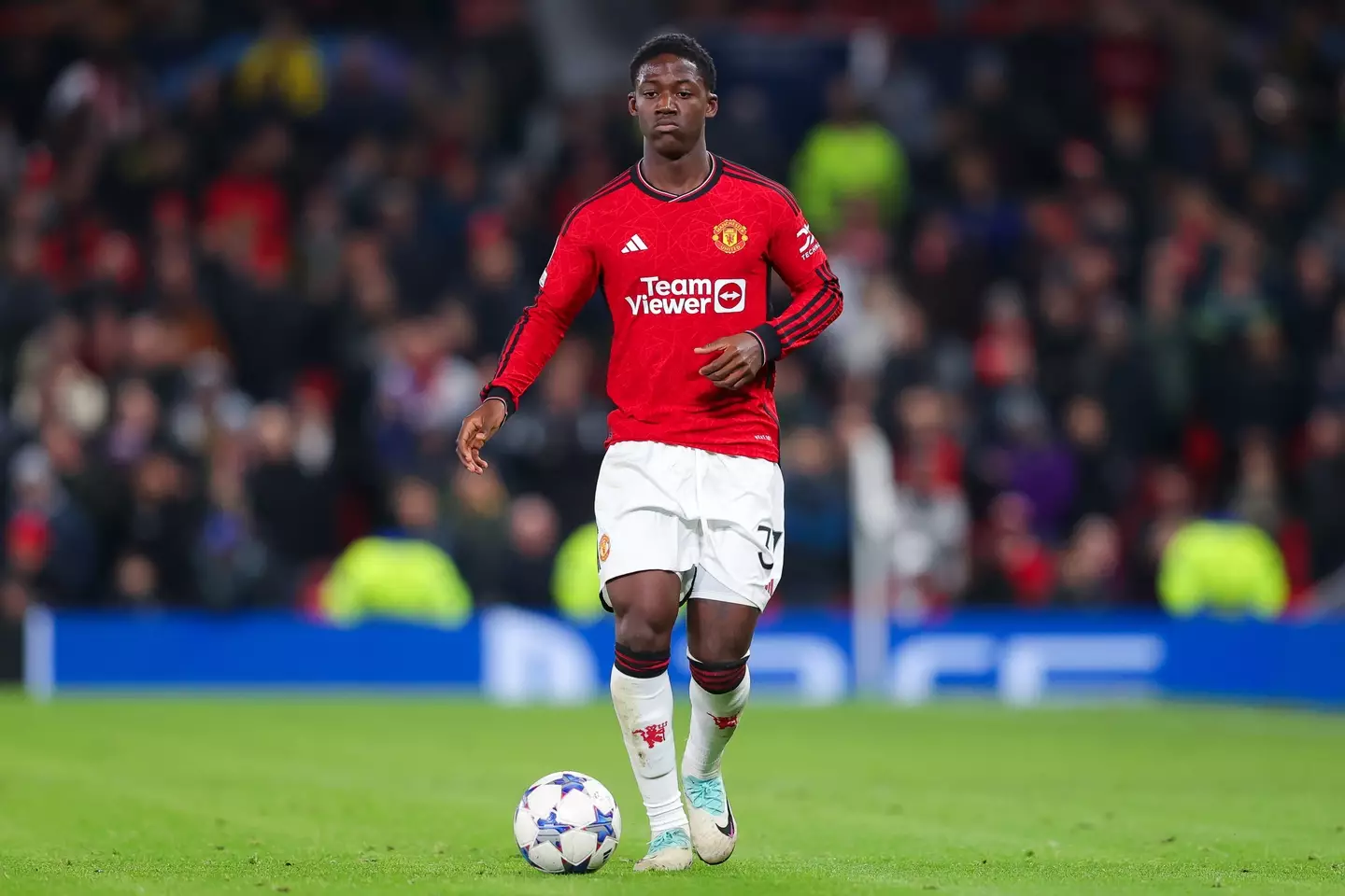 Kobbie Mainoo in action for Manchester United. Image: Getty