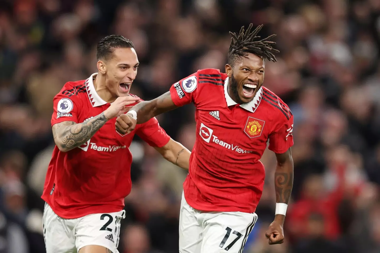 Fred and others celebrating against Tottenham. (Man Utd)