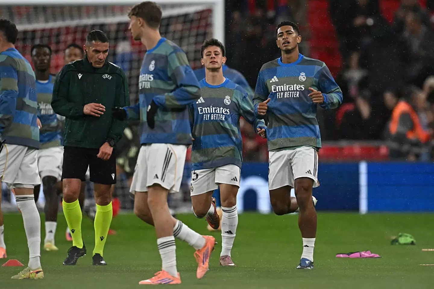 Real Madrid warming up ahead of their Champions League clash against Liverpool (Credit:Getty)