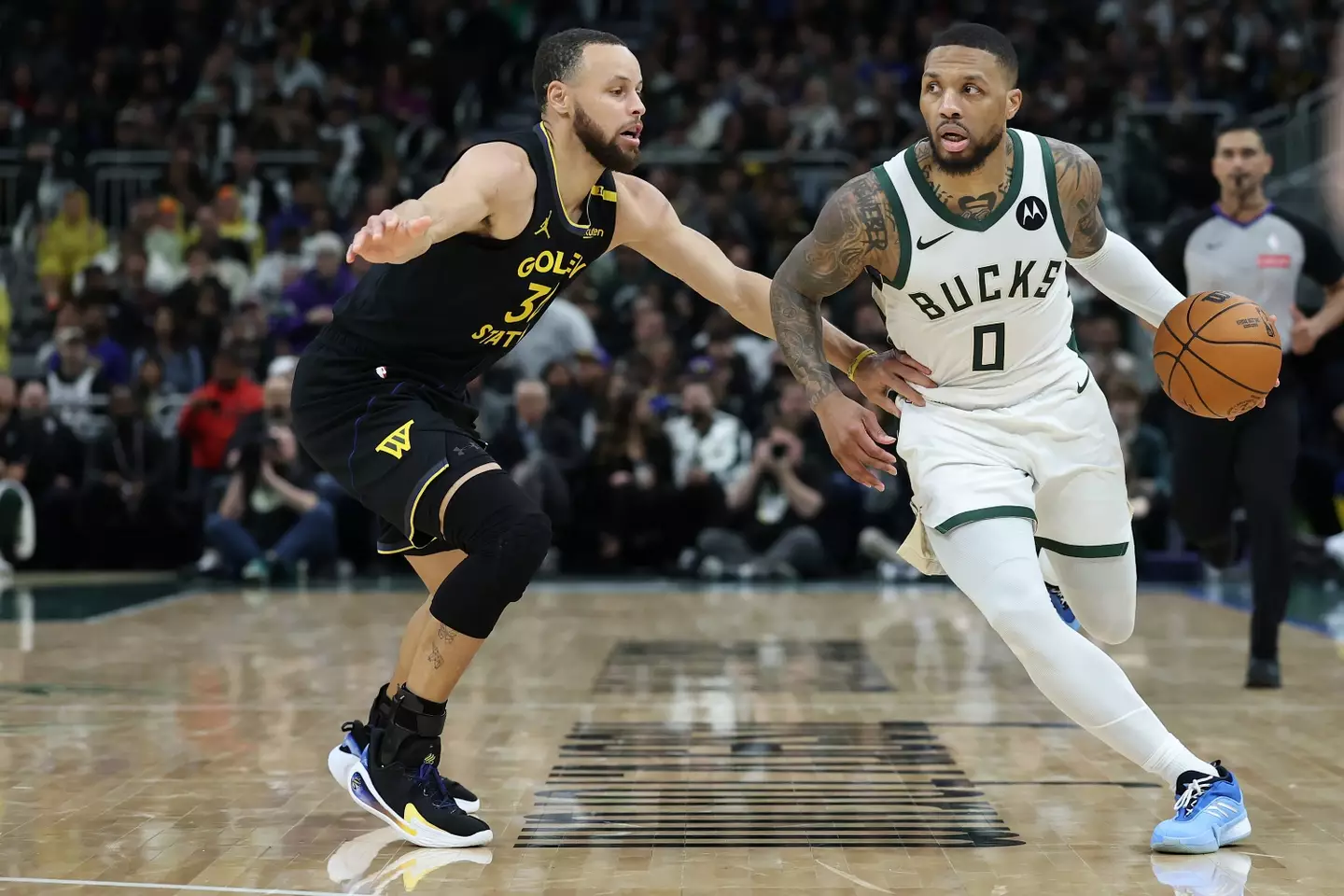 Steph Curry in action against the Milwaukee Bucks. Image: Getty