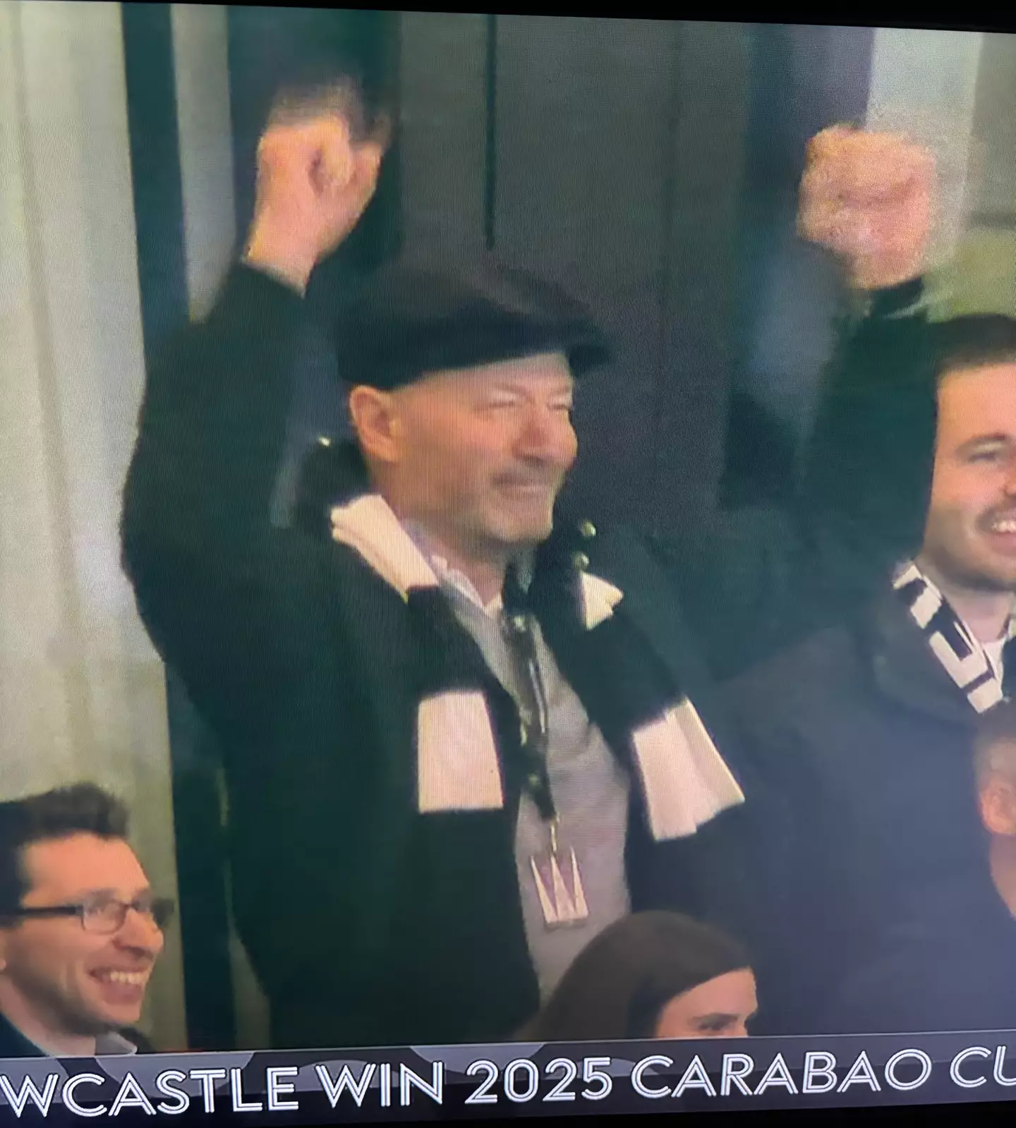 Alan Shearer celebrates Newcastle United's Carabao Cup triumph over Liverpool. Image: Getty