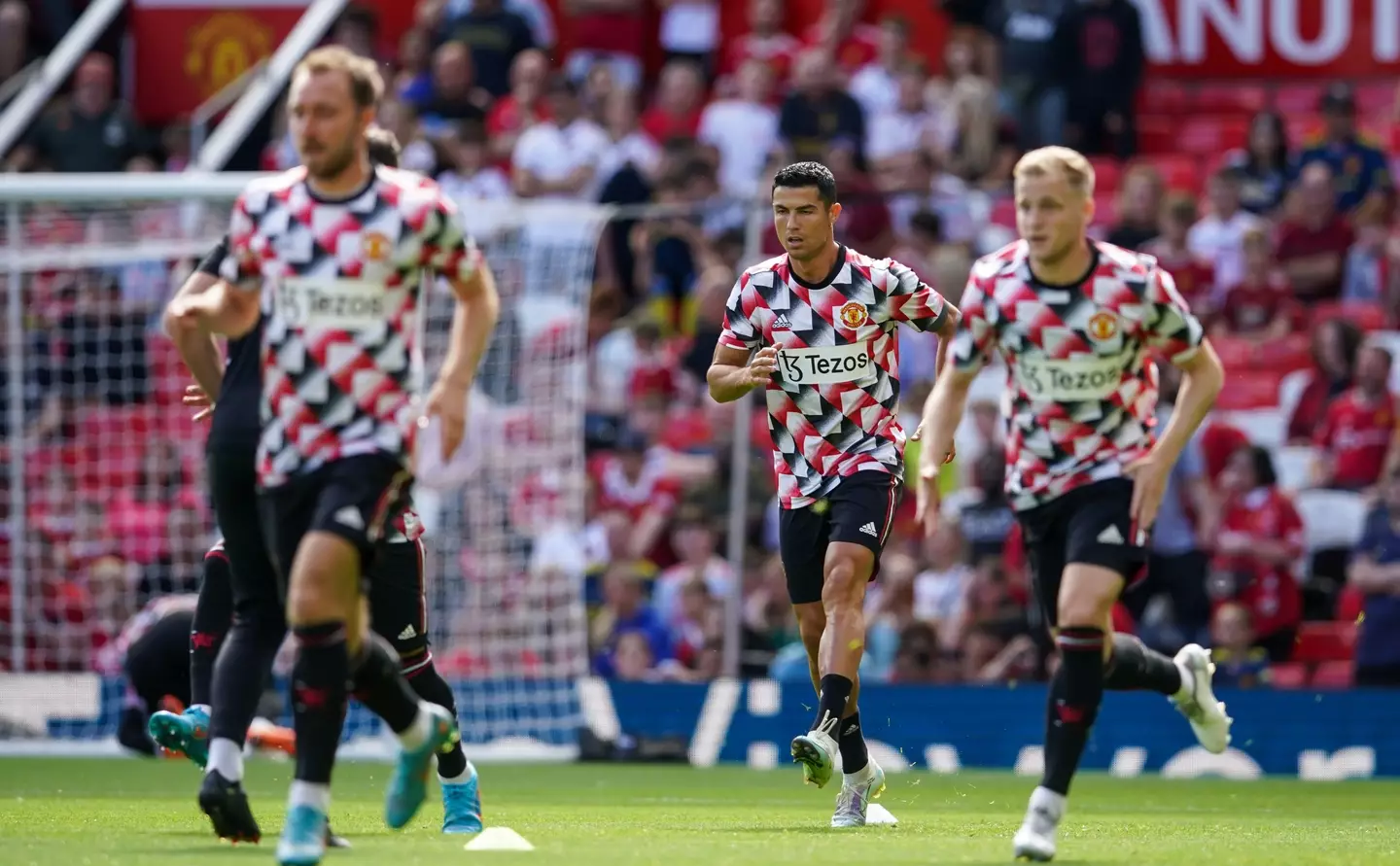 Cristiano Ronaldo warming up before the pre-season friendly against Rayo Vallecano at Old Trafford. Image credit: Alamy