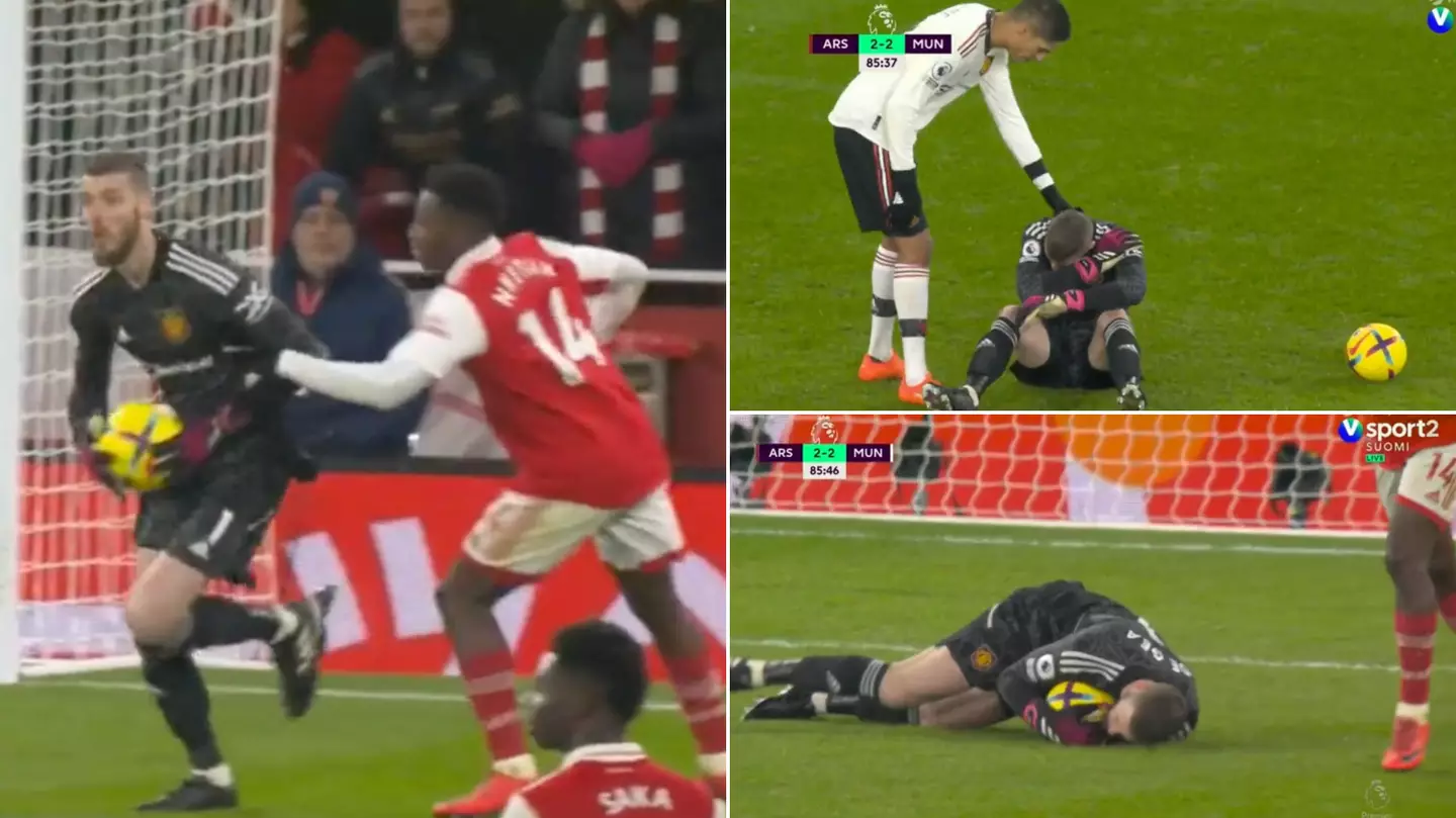 David de Gea has been destroyed for pathetic reaction to being touched by Eddie Nketiah