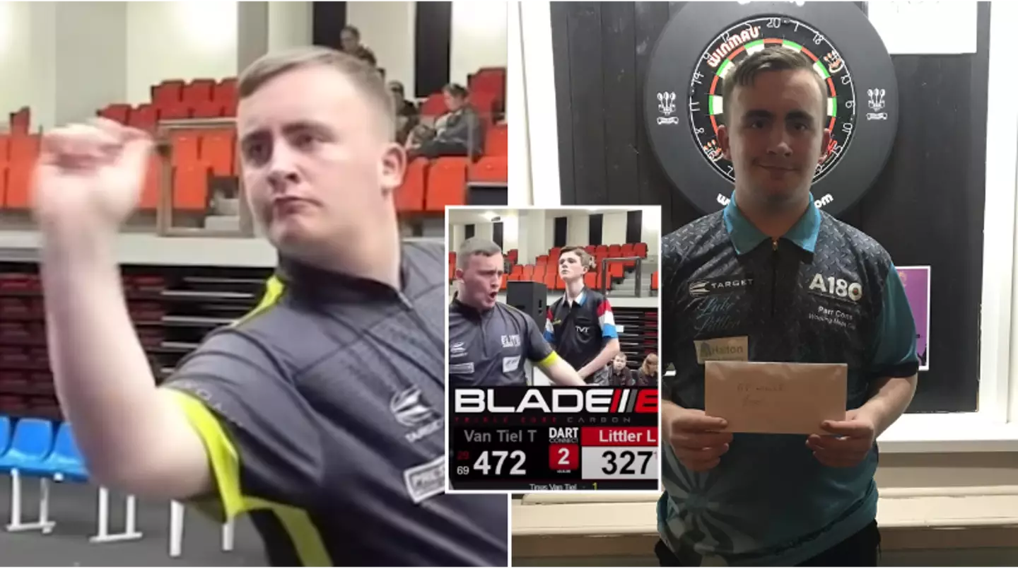 Footage of a 14-year-old Luke Littler hitting nine-darter in spectacular fashion has emerged, he is special