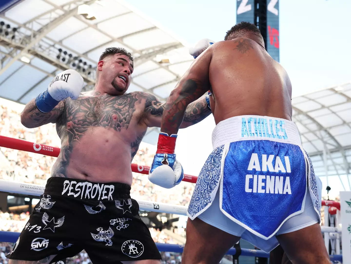 Andy Ruiz Jr. during his heavyweight bout against Jarrell Miller. Image: Getty