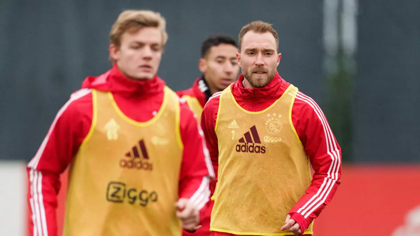 Christian Eriksen trains with Jong Ajax earlier this year |