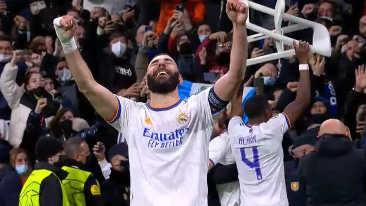 David Alaba Celebrated Karim Benzema's Hat-Trick With A CHAIR And We Can't Stop Watching It