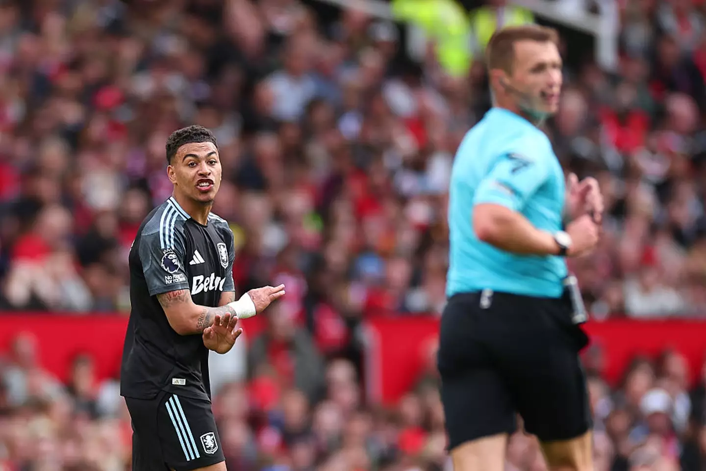 Morgan Rogers was furious after discovering his goal for Aston Villa would not stand. (Image: Getty)