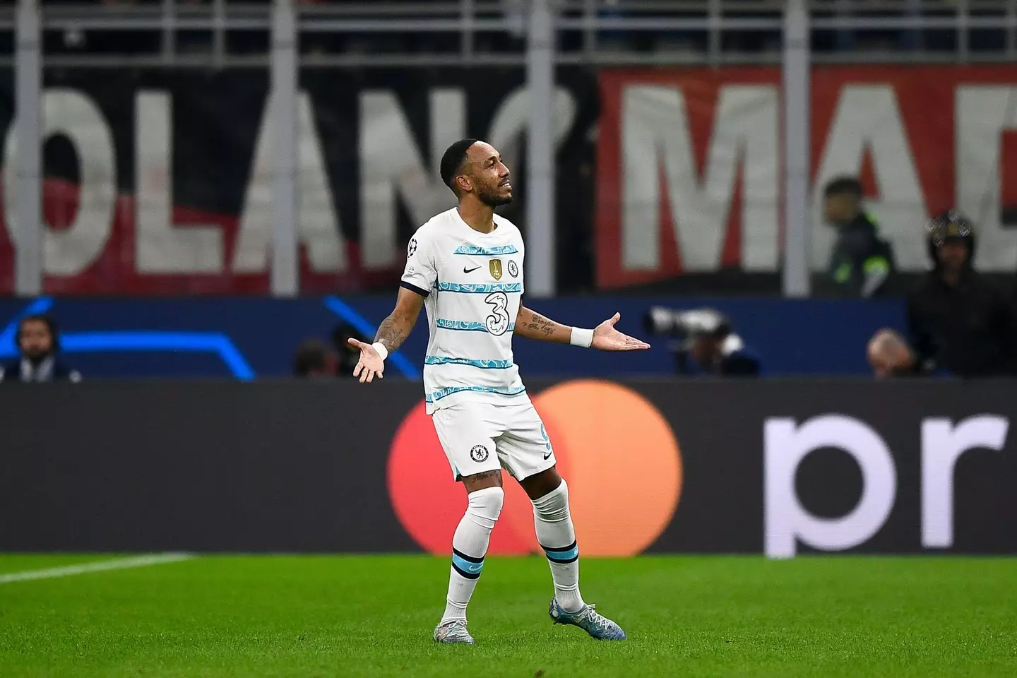 Pierre-Emerick Aubameyang scored Chelsea's second goal against AC Milan. (Alamy)