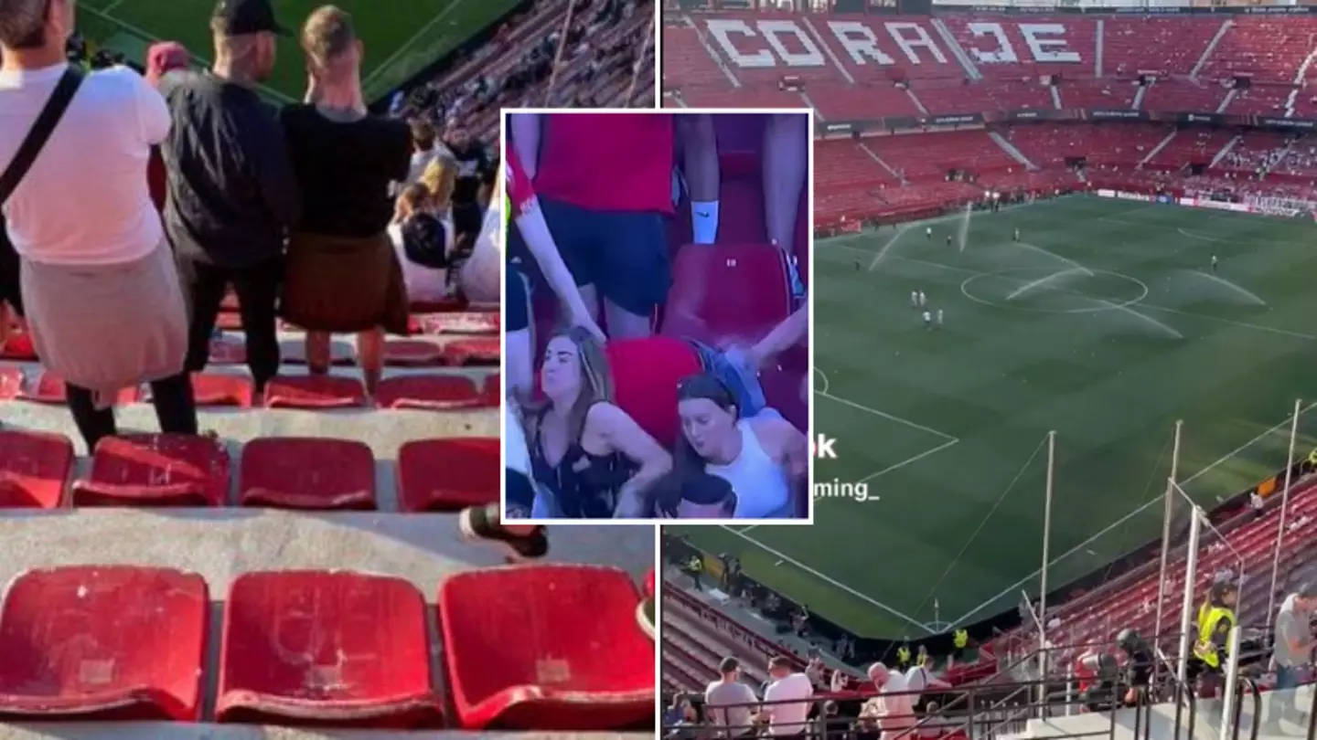 'Then there's a domino effect!' - Footage emerges of seating conditions at Sevilla’s Ramon Sanchez-Pizjuan after Man United fan took a tumble