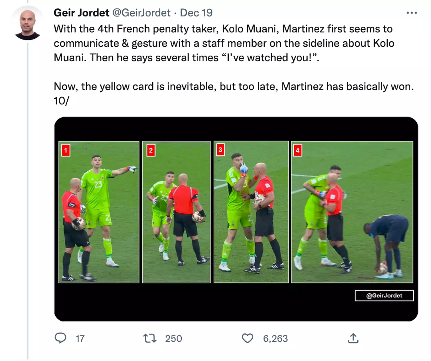 Martinez's mind games explained. Image: Twitter