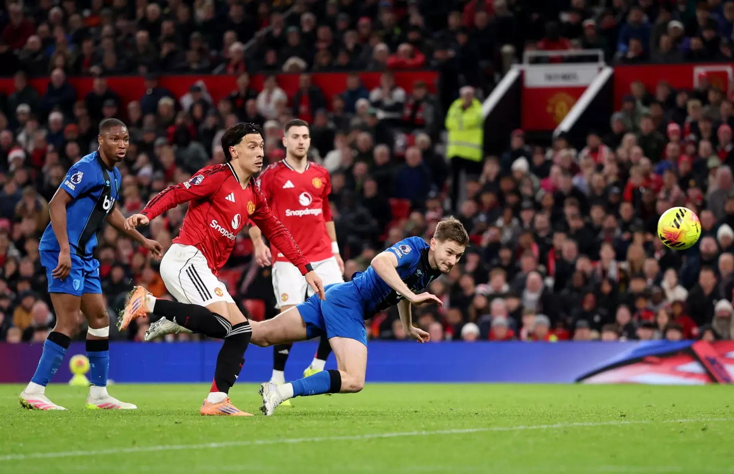 David Brooks had two chances to win the match but was denied by Senne Lammens. Image: Getty