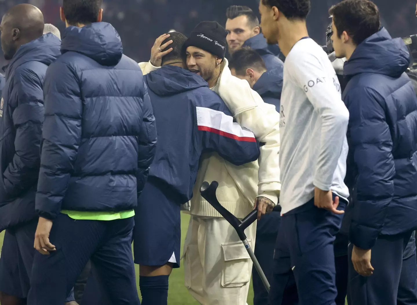 Neymar on crutches recently. Image: Alamy