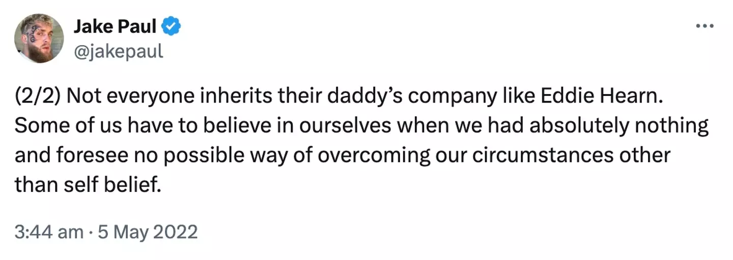 Jake Paul claimed to come from 'nothing' (Image: X/Jake Paul)