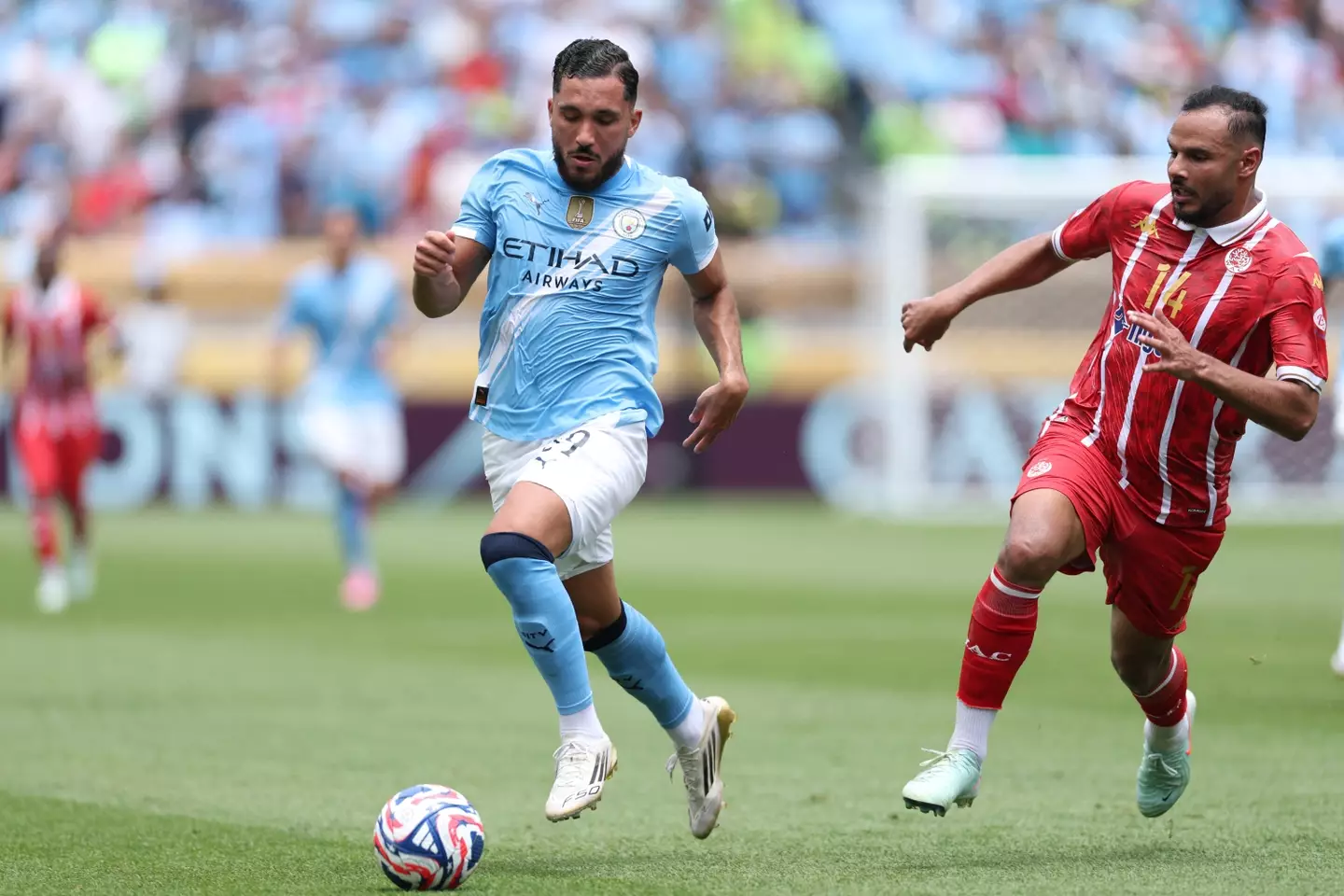Rayan Cherki in action for Manchester City at the Club World Cup. Image: Getty