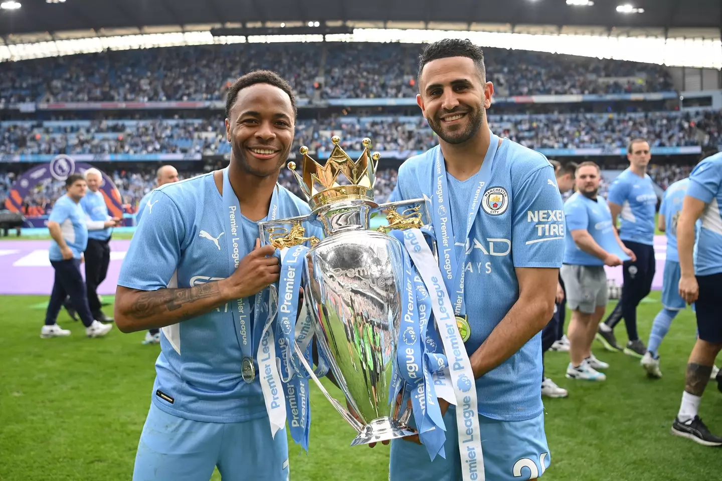 Raheem Sterling won four Premier League titles with Manchester City (Image: Getty)