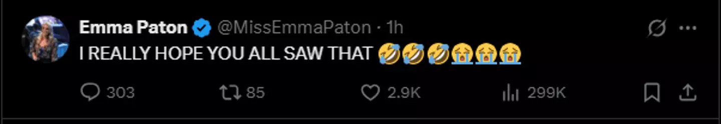 Sky Sports presenter Emma Patton swiftly deleted a tweet making light of the technical difficulties experienced during night 5 of the Premier League darts. (Image: X)