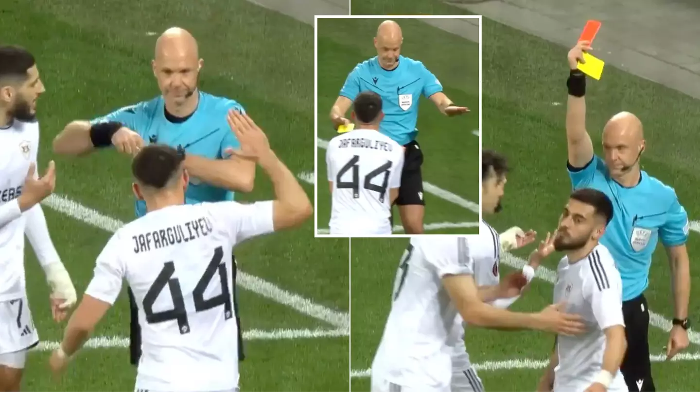 Qarabag player tries to 'high five' referee after VAR review but gets sent off moments later