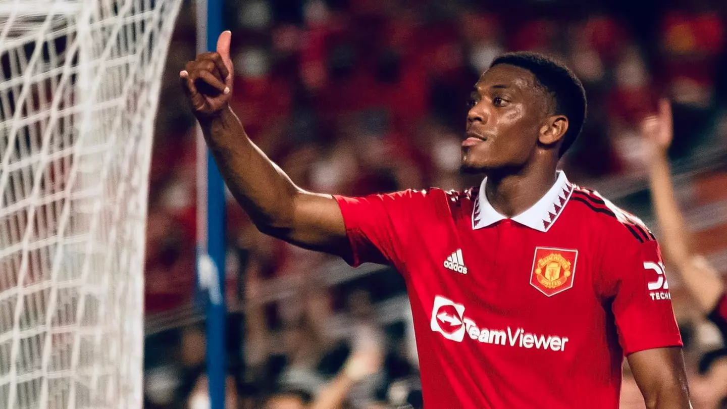 Anthony Martial scores on his return to the Manchester United squad. (Man Utd)
