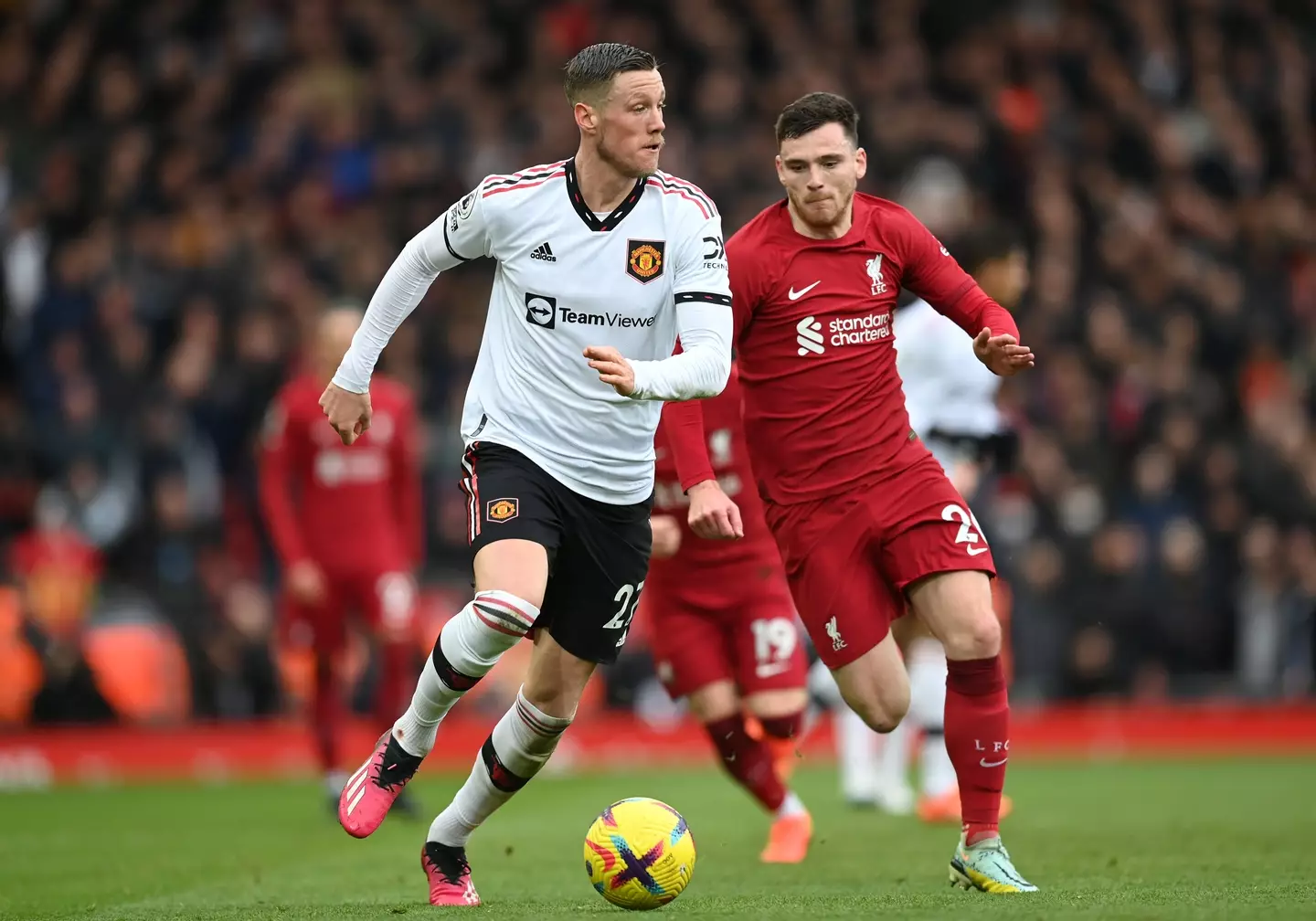 Wout Weghorst at Anfield. Image: Michael Regan / Staff via Getty