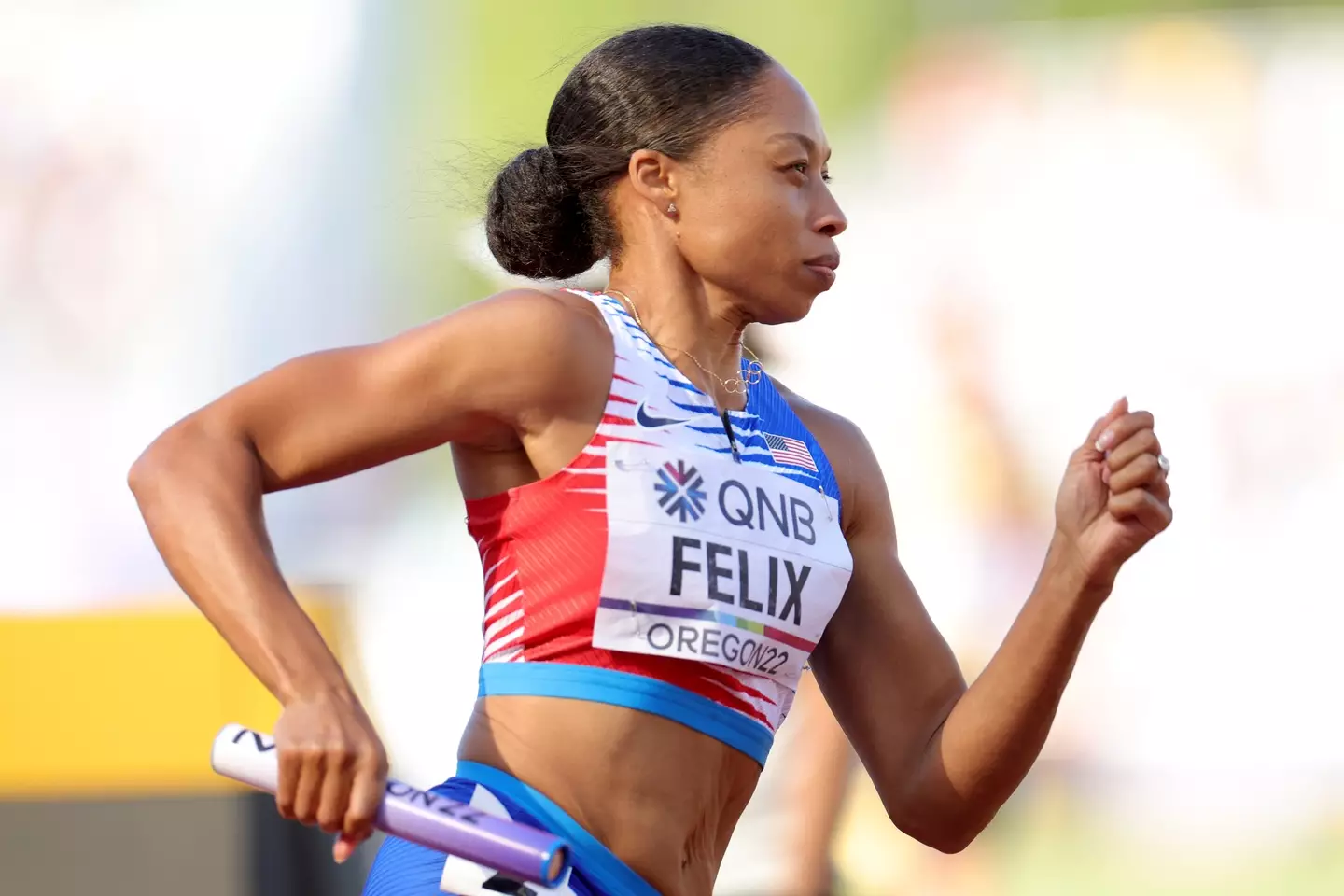 Allyson Felix surpassed Bolt's medals total. (Image: Carmen Mandato / Staff via Getty)