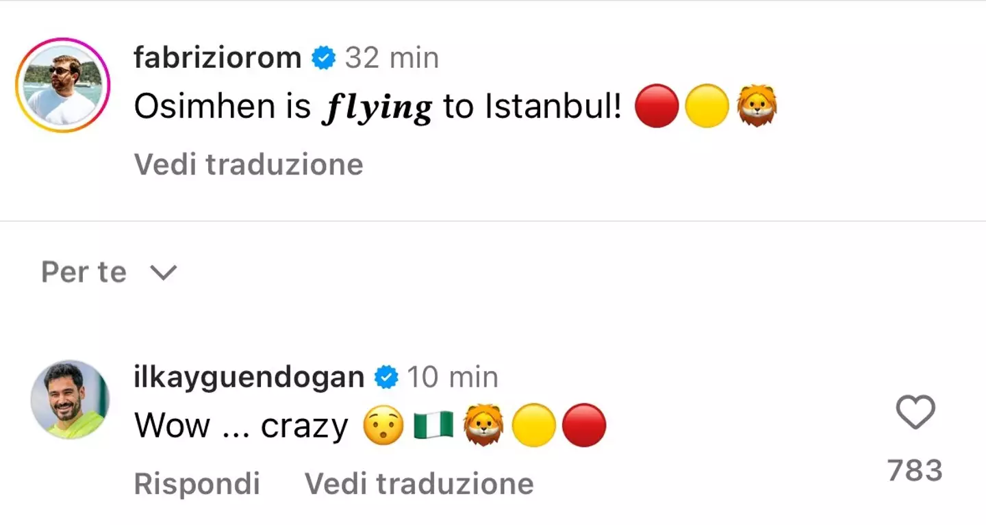 Image credit: Instagram/FabrizioRomano