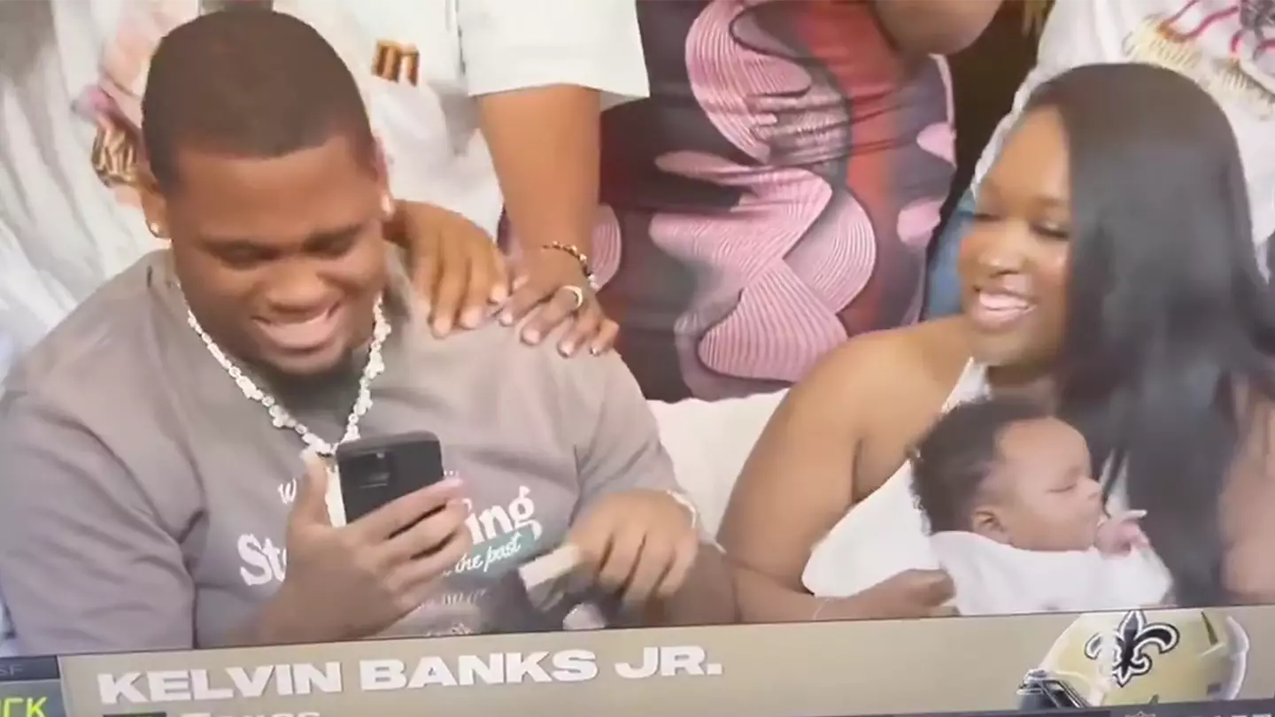 Kelvin Banks Jr's baby goes viral at NFL Draft as ESPN cameras pick up unfortunate moment on live TV