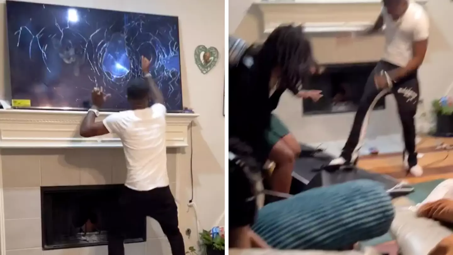 NFL fan rages and smashes TV after Philadelphia Eagles lose Super Bowl