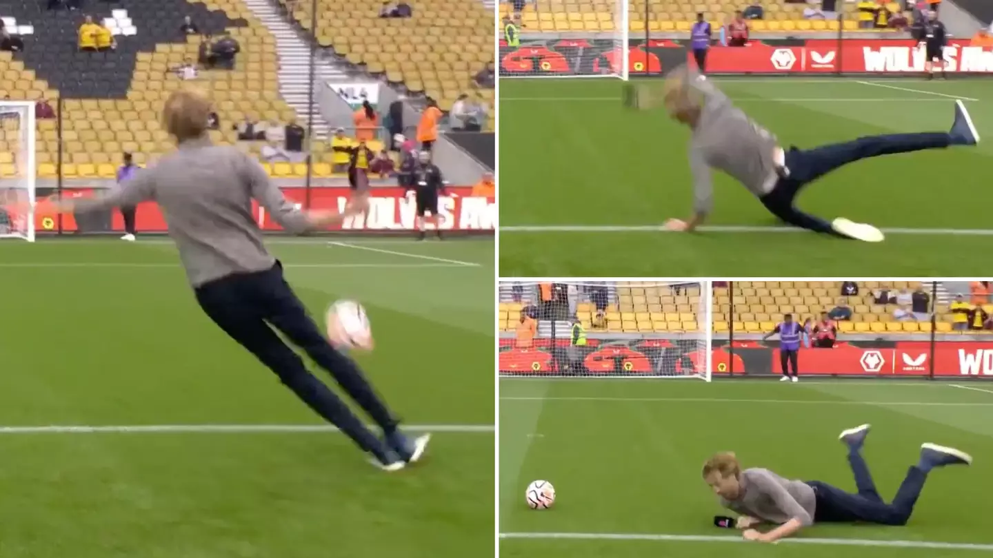 Peter Crouch absolutely stacks it live on TV during cross-bar challenge