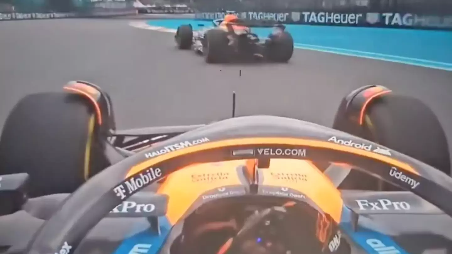 Fans spot Lando Norris make X-rated gesture towards Max Verstappen during heated Miami Grand Prix