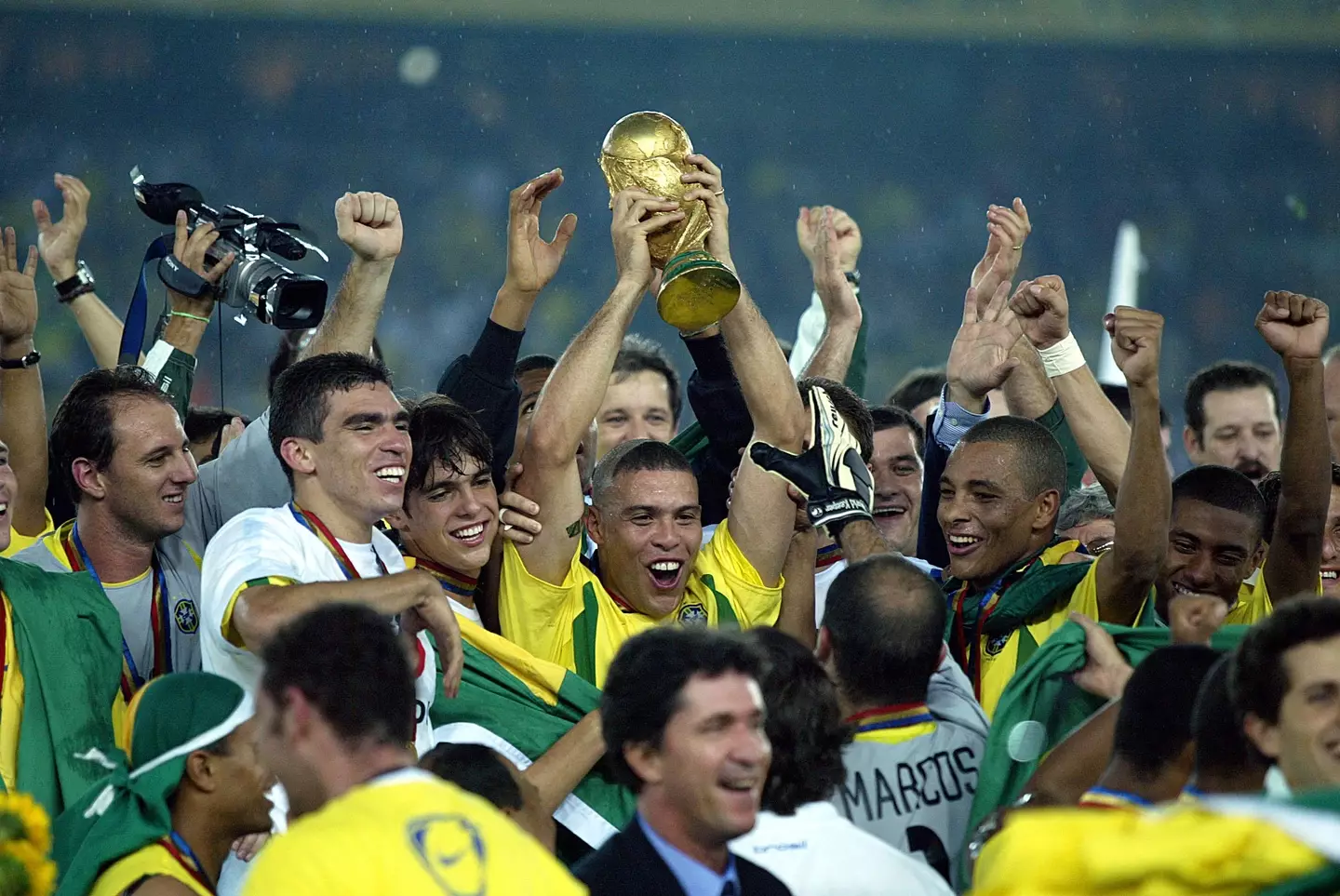 Ronaldo holds aloft the World Cup. Image: Alamy