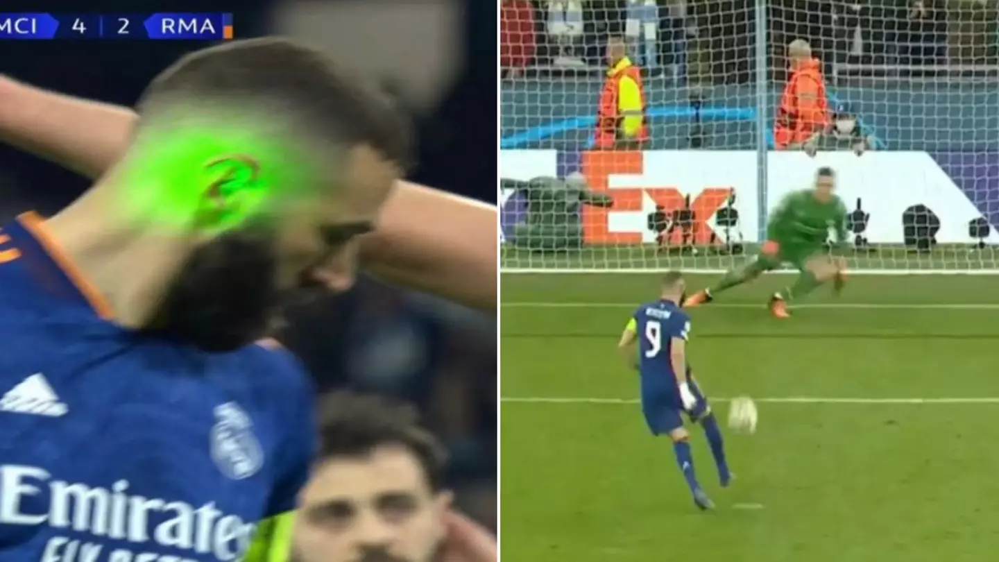 Karim Benzema Targeted With Laser Before Scoring Panenka Against Manchester City