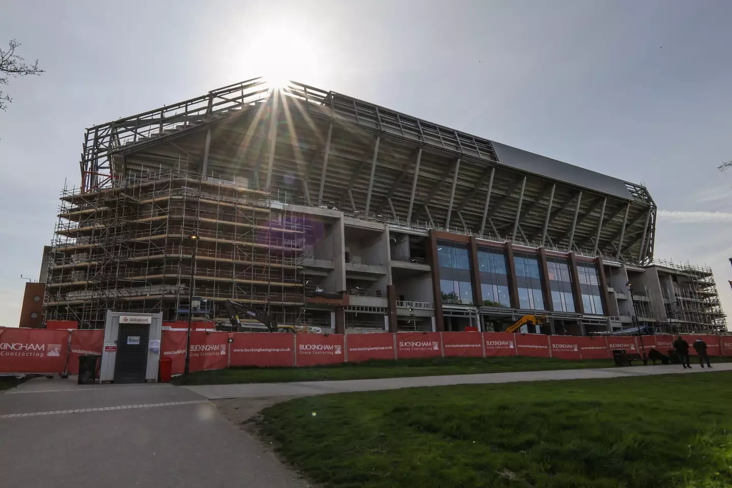 The new structure has been taking shape behind and above the existing stand [Alamy]