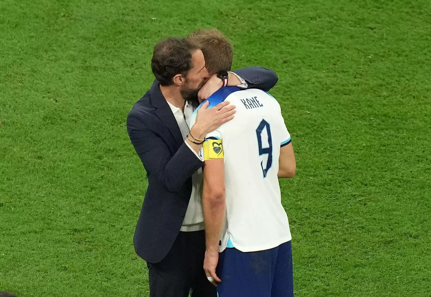Southgate consoles Harry Kane after his missed penalty. Image: Alamy