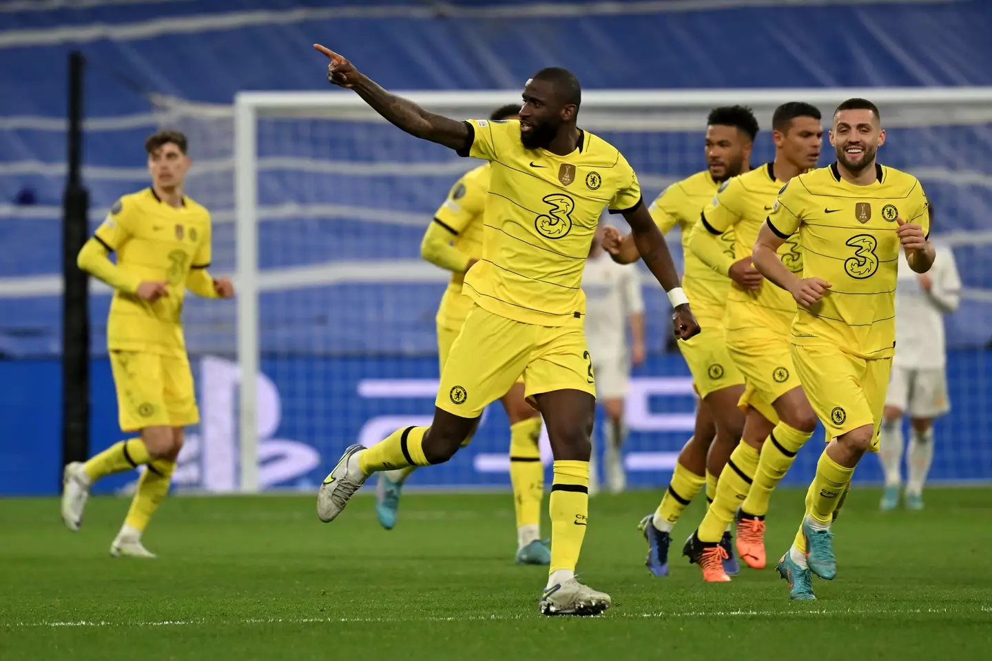 Antonio Rudiger celebrates scoring against Real Madrid. (Alamy)
