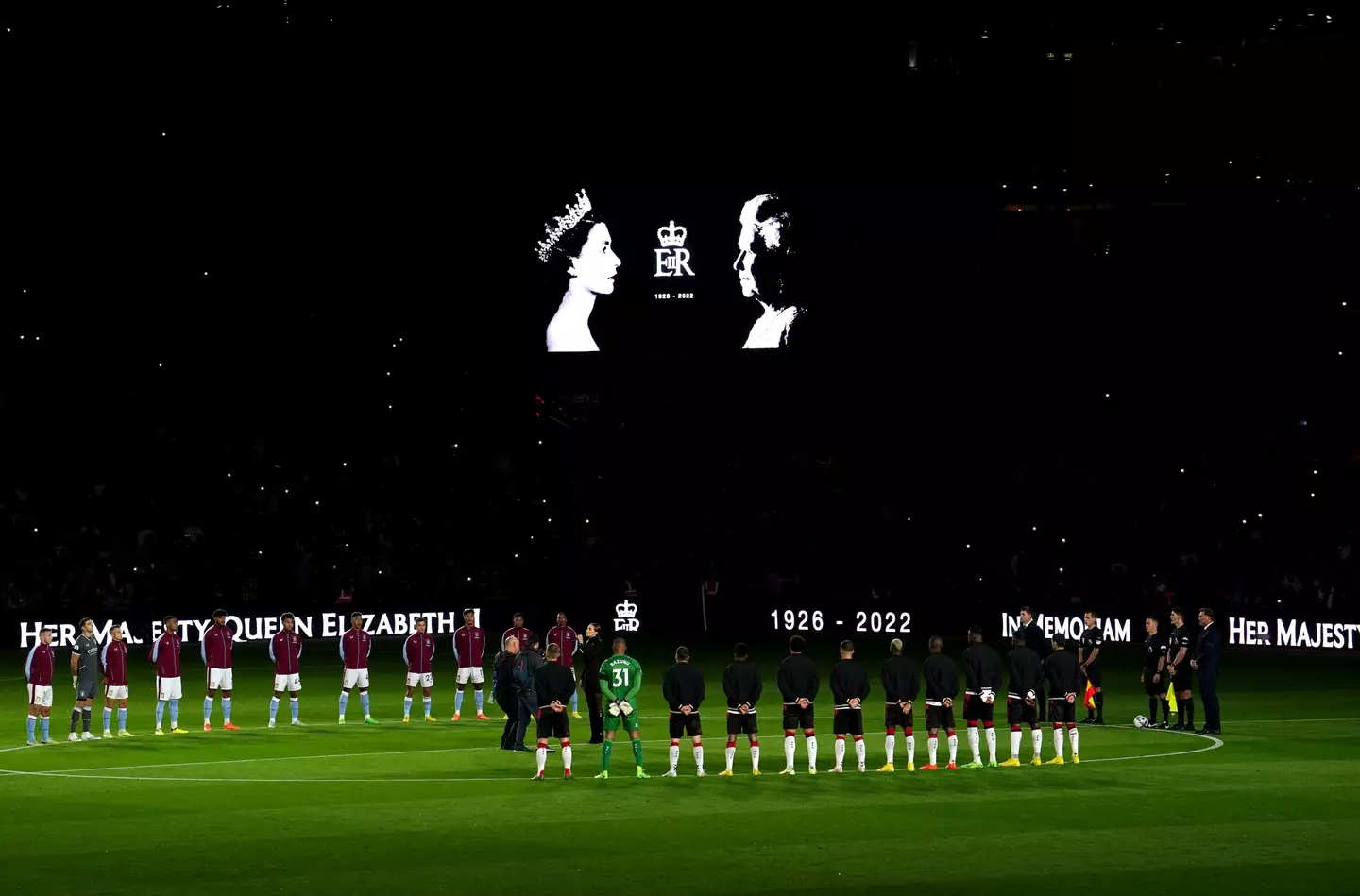 Aston Villa and Southampton players observe a minute's silence ahead of their game on Friday. Image: Alamy