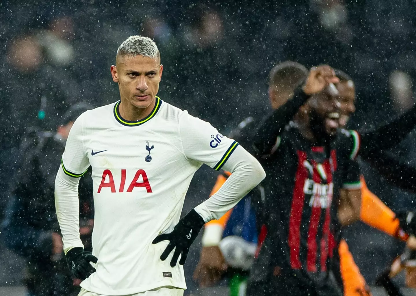 Richarlison cuts a dejected figure after Tottenham's defeat to AC Milan. Image: PA