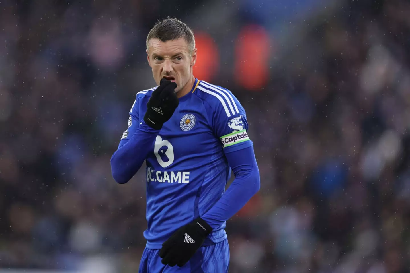 Jamie Vardy pictured during Leicester's 2-1 defeat to Chelsea (Image: Getty)