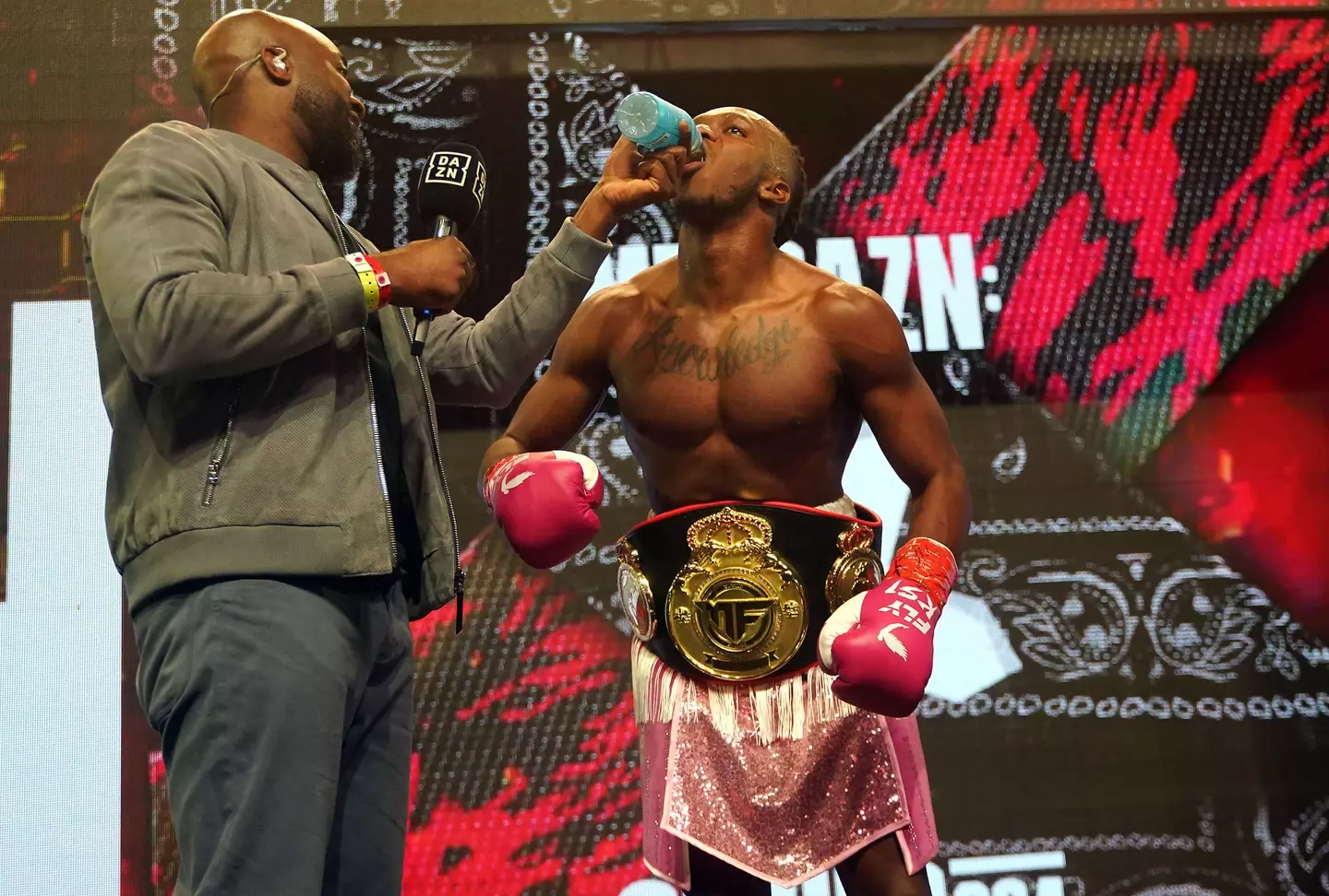 KSI drinks some Prime after his recent win. Image: Alamy