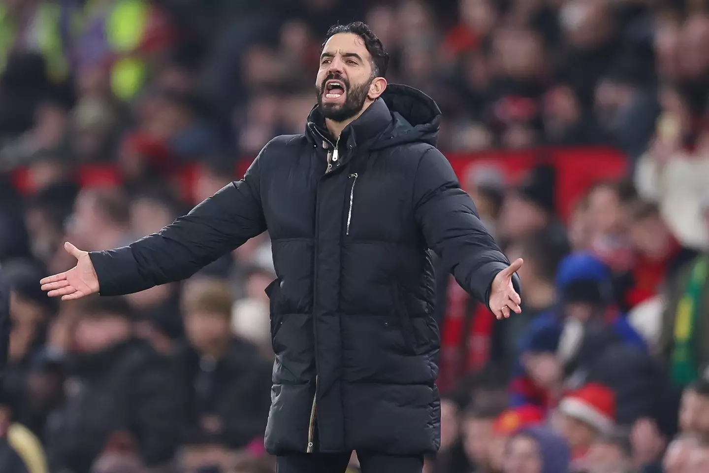Ruben Amorim on the touchline during Manchester United vs. Southampton. Image: Getty