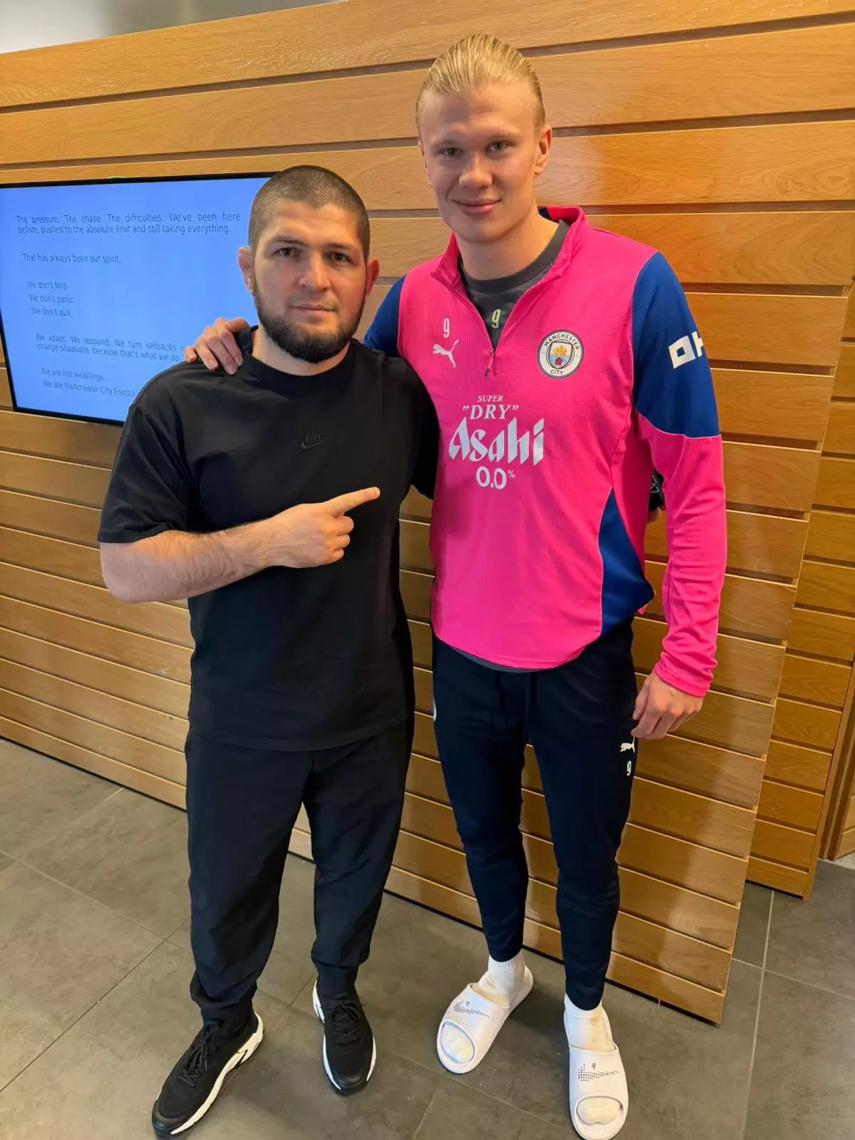 Haaland shared a snap of him and UFC legend Khabib. Image: Getty
