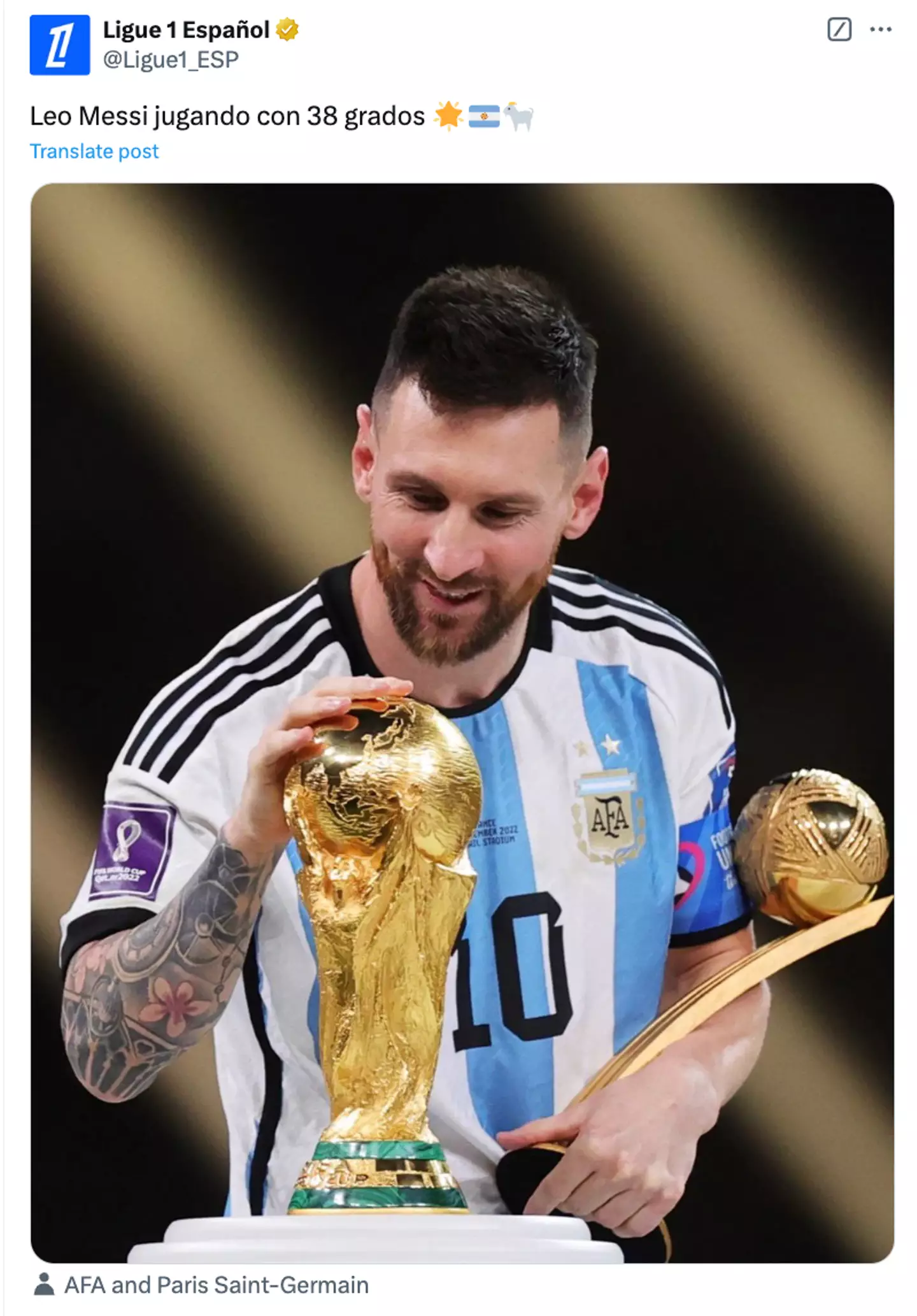 Ligue 1's account fires back at Cristiano Ronaldo's comment. Image: X/Ligue 1