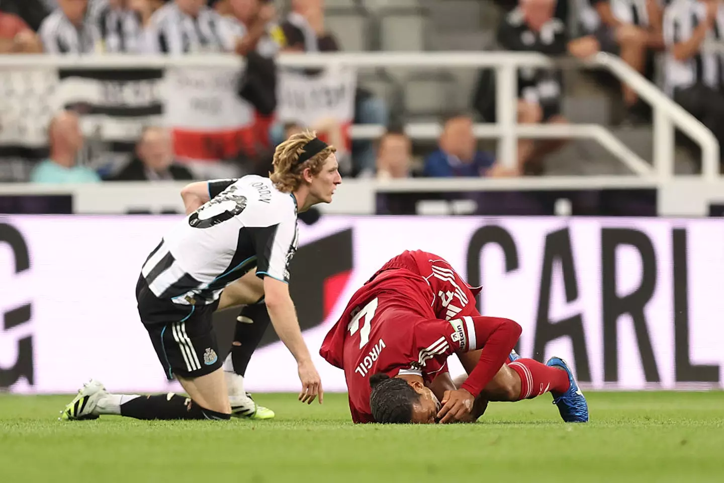 Gordon's tackle on Van Dijk (Image: Getty)