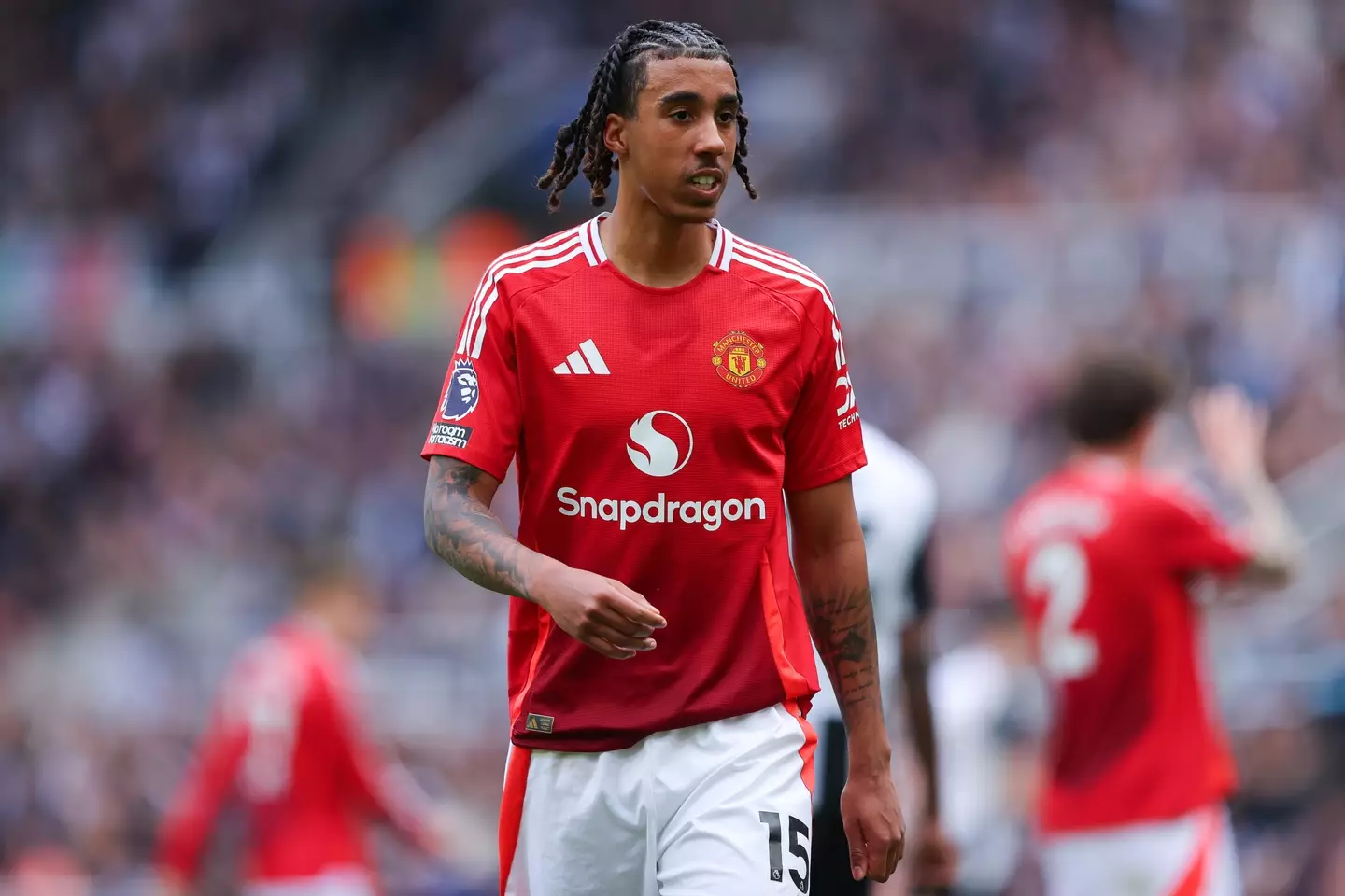 Leny Yoro was criticised by Thierry Henry for his reaction to Newcastle's goal. Image: Getty