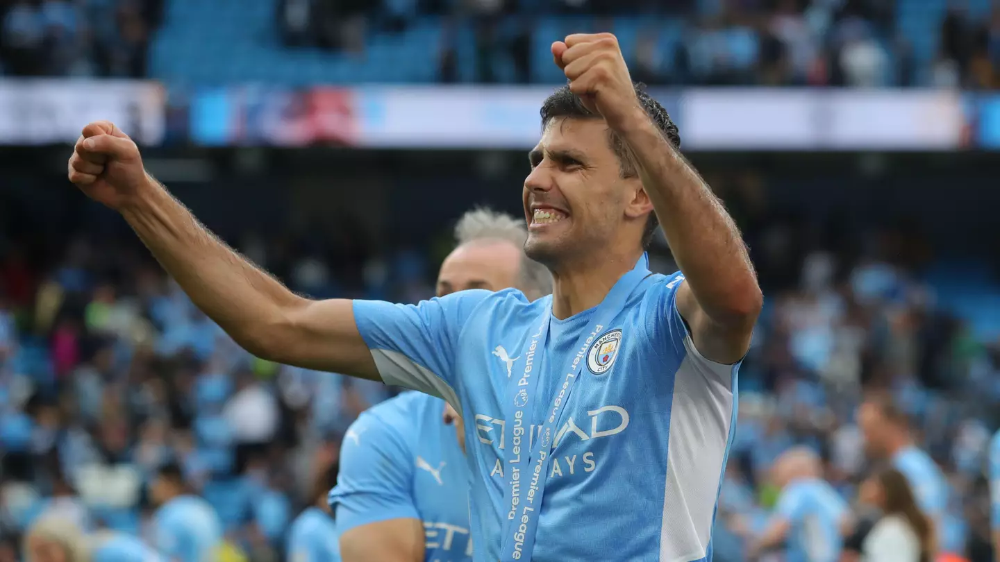 Rodri celebrates winning the Premier League (Xinhua / Alamy)